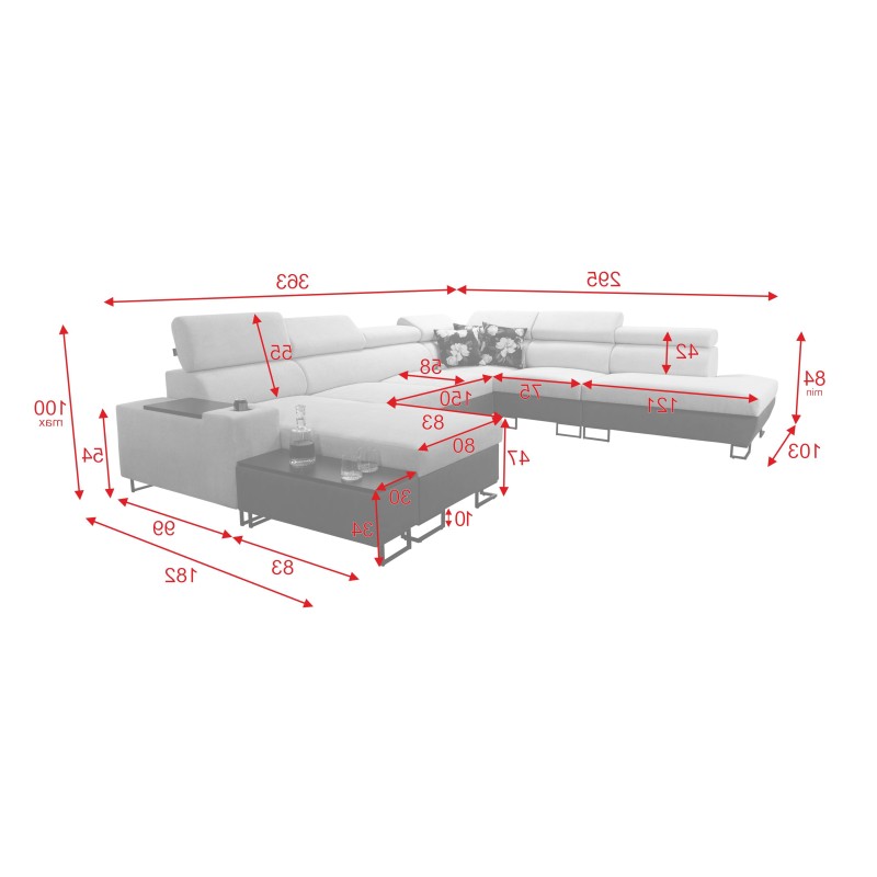 Sofá Esquinero U Prestige X con función de cama - Suave al tacto, Freya 210.08 + Tauro 8203 | Tus muebles Sofá Esquinero U Prestige X con función de cama - Suave al tacto, Freya 210.08 + Tauro 8203 | Tus muebles