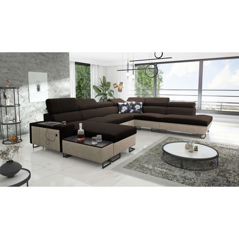 Sofá Esquinero U Prestige X con función de cama - Suave al tacto, Freya 210.08 + Tauro 8203 | Tus muebles