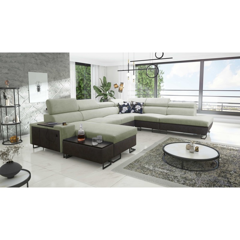Esquina U Prestige X con función para dormir - Suave al tacto, Freya 210.11 + Tauro 8207 | Tus muebles