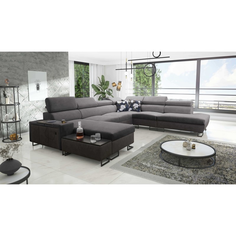 Sofá esquinero U Prestige X con función de cama - Suave al tacto, Freya 210.23 + Tauro 8207 | Tus muebles