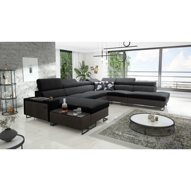Esquina U Prestige X con función para dormir - Suave al tacto, Freya 210.24 + Tauro 8207 | Tus muebles