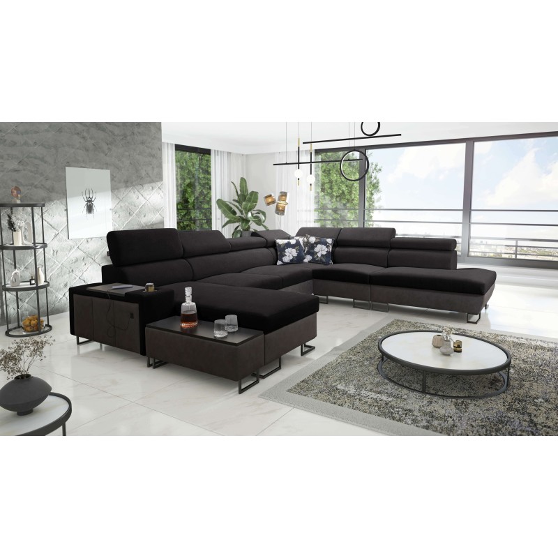 Esquina U Prestige X con función de cama - Suave al tacto, Freya 210.25 + Tauro 8207 | Tus muebles