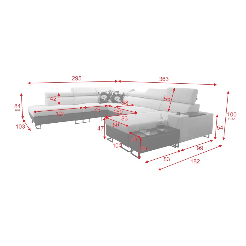 Esquina U Prestige X con función de cama - Suave al tacto, Freya 210.02 + Tauro 8203 | Tus muebles Esquina U Prestige X con función de cama - Suave al tacto, Freya 210.02 + Tauro 8203 | Tus muebles