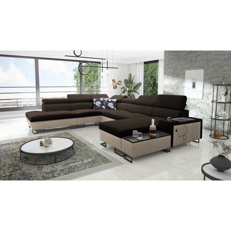 Sofá Esquinero U Prestige X con función de cama - Suave al tacto, Freya 210.08 + Tauro 8203 | Tus muebles