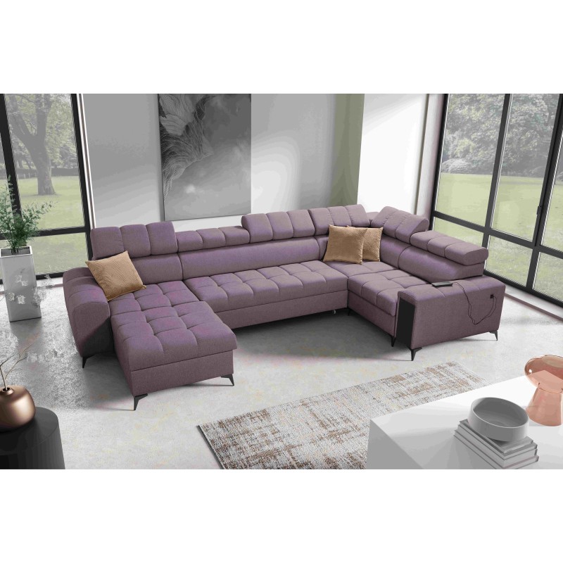 The U-shaped Venna IV Maxi corner sofa with a sleeping function and USB port - Elegance and Comfort in Your Living Room