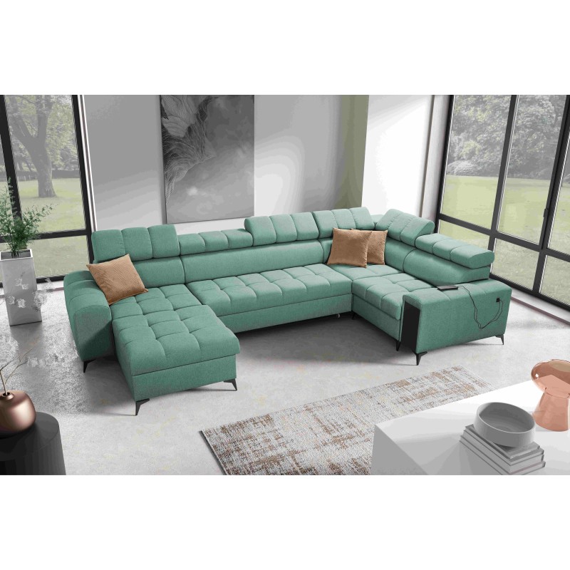 The U-shaped Venna IV Maxi corner sofa with a sleeping function and USB port - Elegance and Comfort in Your Living Room