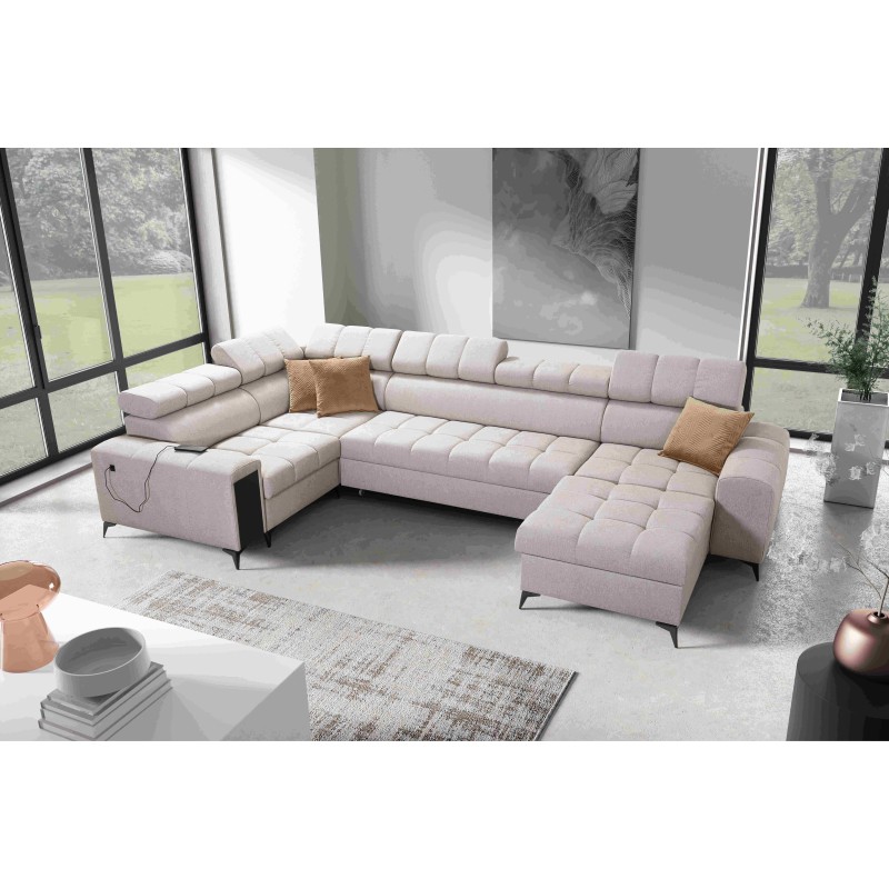 The U-shaped Venna IV Maxi corner sofa with a sleeping function and USB port - Elegance and Comfort in Your Living Room