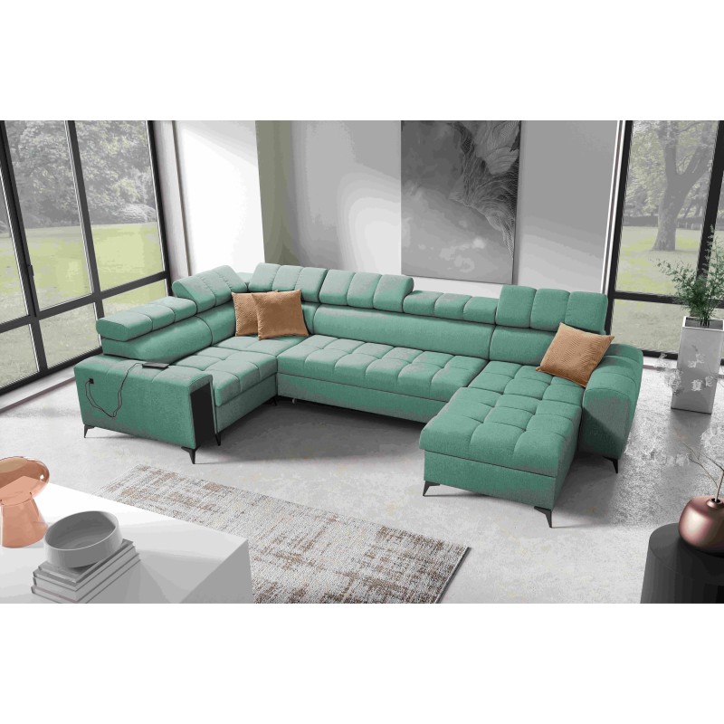 The U-shaped Venna IV Maxi corner sofa with a sleeping function and USB port - Elegance and Comfort in Your Living Room