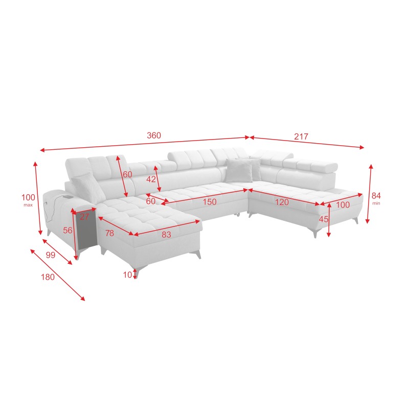 Sofá en forma de U Venna VI con función para dormir | Muebles para Ti Sofá en forma de U Venna VI con función para dormir | Muebles para Ti