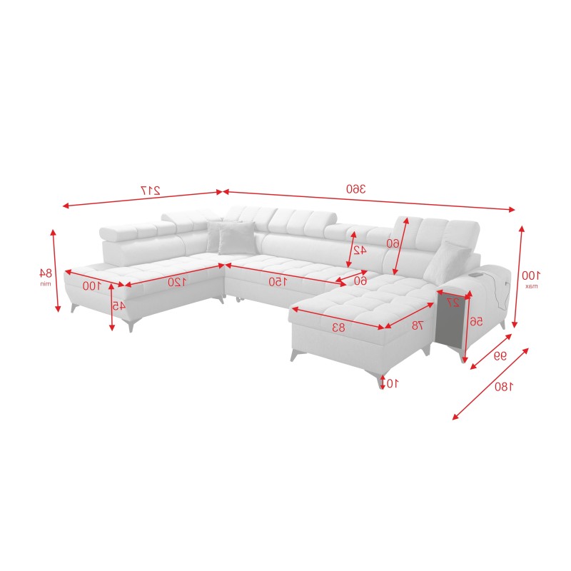Sofá en forma de U Venna VI con función para dormir | Muebles para Ti Sofá en forma de U Venna VI con función para dormir | Muebles para Ti