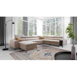 U-shaped corner sofa Venna VIII with sleeping function and USB port - Plush, Avra 2