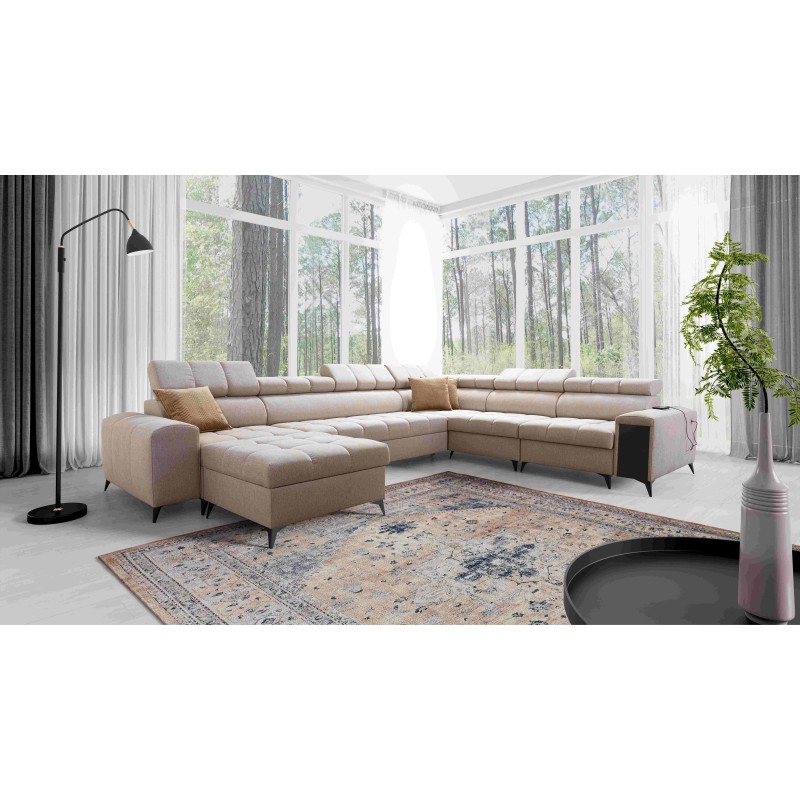 U-shaped corner sofa Venna VIII with sleeping function and USB port - Plush, Avra 2