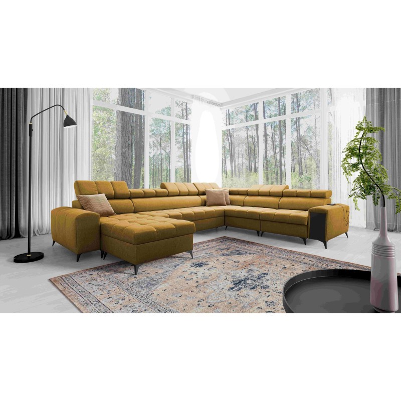 U-shaped Venna VIII sectional sofa with a sleeping function and USB port - Plush, Avra 7