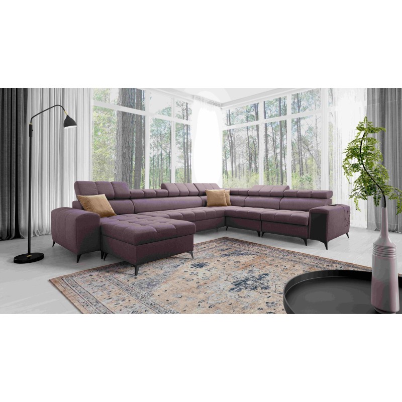 U-shaped corner sofa Venna VIII with a sleeping function and USB port - Plush, Avra 9