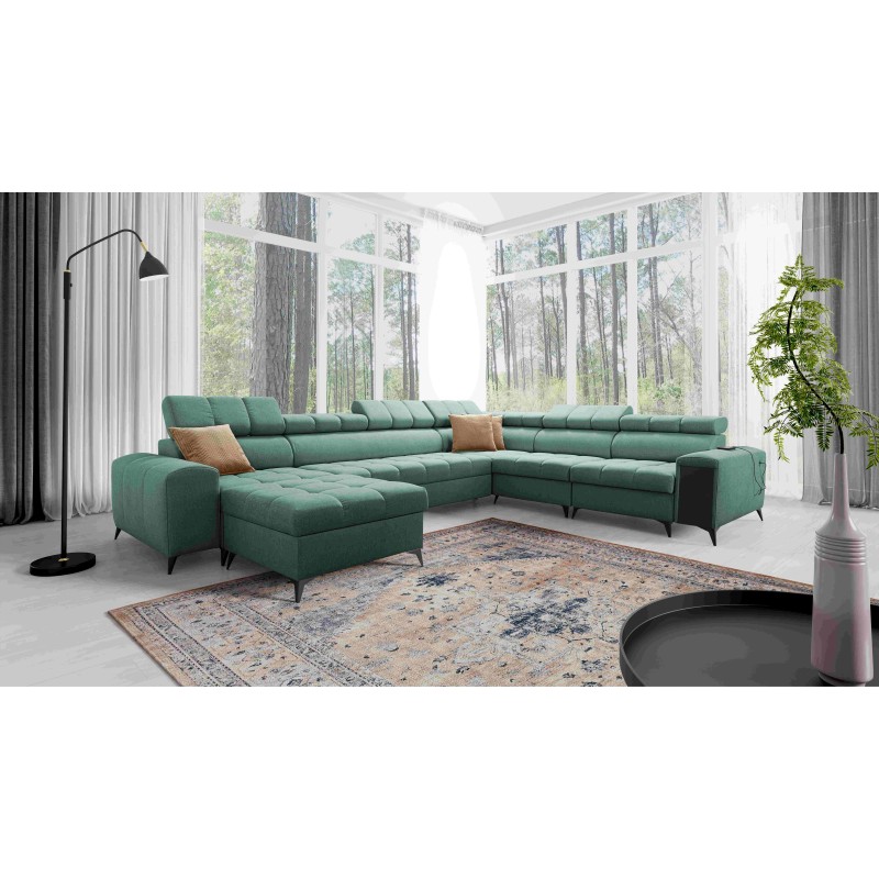 U-shaped Venna VIII corner sofa with a sleeping function and USB port - Plush, Avra 11