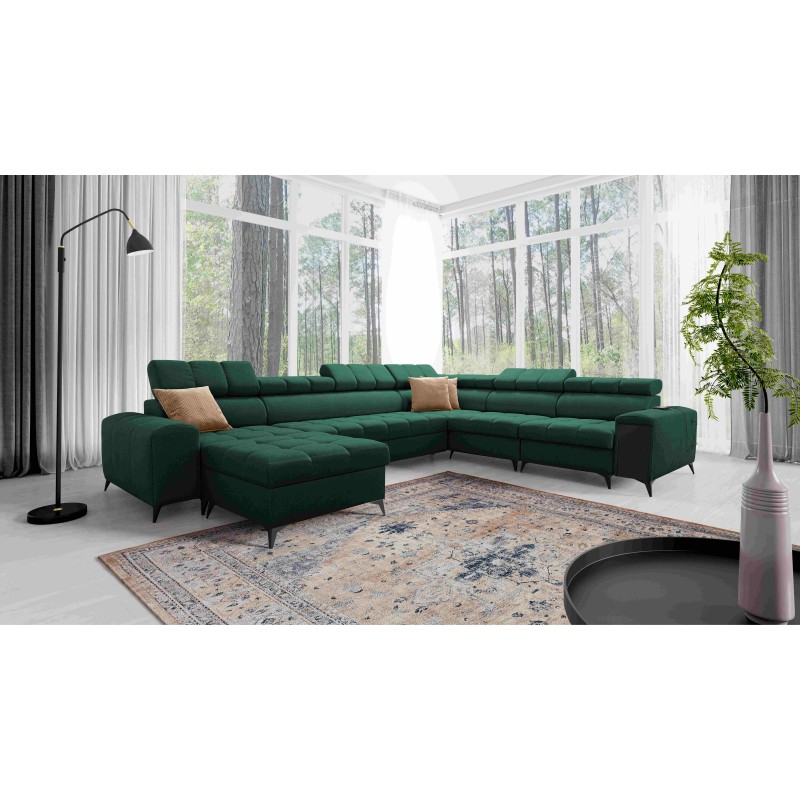 U-shaped corner sofa Venna VIII with sleeping function and USB port - Plush, Avra 12