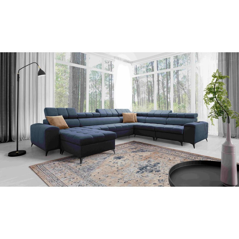 U-shaped Venna VIII sectional sofa with a sleeping function and USB port - Plush, Avra 14