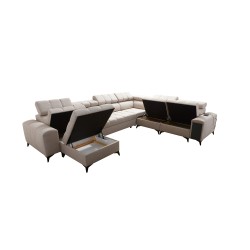 Sofá en forma de U Venna VIII con función de cama y puerto USB - Terciopelo, Avra 16 Sofá en forma de U Venna VIII con función de cama y puerto USB - Terciopelo, Avra 16