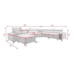 Sofá en forma de U Venna VIII con función de cama y puerto USB - Terciopelo, Avra 16 Sofá en forma de U Venna VIII con función de cama y puerto USB - Terciopelo, Avra 16