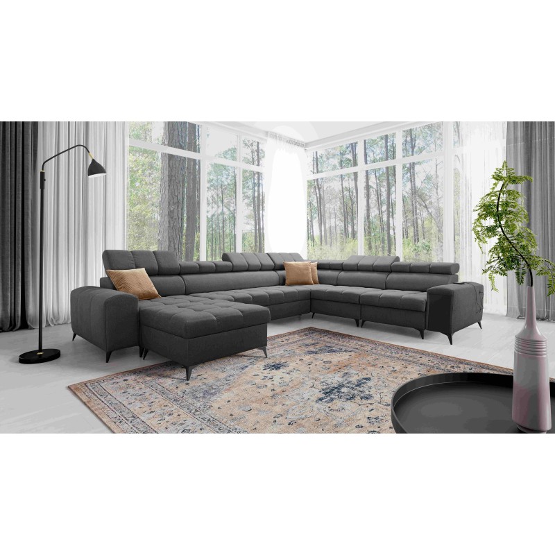 U-shaped Venna VIII sectional sofa with a sleeping function and USB port - Plush, Avra 17