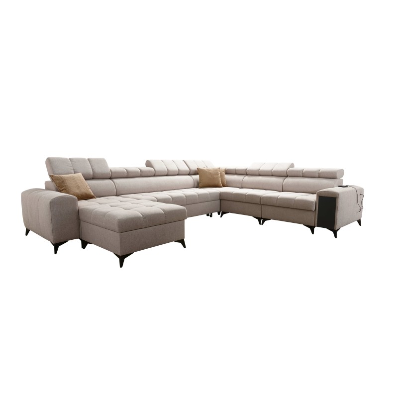 U-shaped Venna VIII sectional sofa with a sleeping function and USB port - Plush, Avra 17