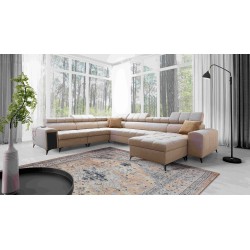U-shaped corner sofa Venna VIII with sleeping function and USB port - Plush, Avra 2