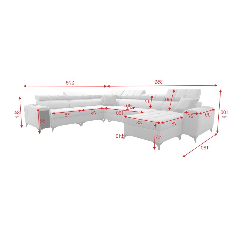 Sofá esquinero en forma de U Venna VIII con función de cama y puerto USB - Terciopelo, Avra 6 Sofá esquinero en forma de U Venna VIII con función de cama y puerto USB - Terciopelo, Avra 6