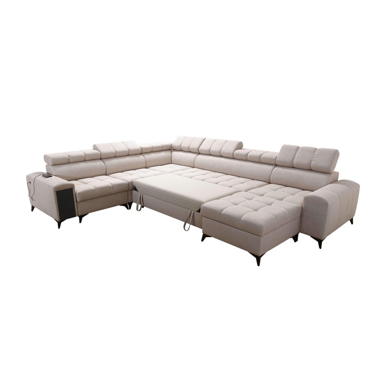 Sofá esquinero en forma de U Venna VIII con función de cama y puerto USB - Terciopelo, Avra 7 Sofá esquinero en forma de U Venna VIII con función de cama y puerto USB - Terciopelo, Avra 7