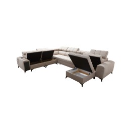 U-shaped Venna VIII sectional sofa with a sleeping function and USB port - Plush, Avra 14