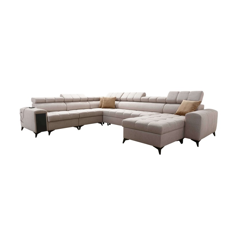 Sofá en forma de U Venna VIII con función de cama y puerto USB - Terciopelo, Avra 16 Sofá en forma de U Venna VIII con función de cama y puerto USB - Terciopelo, Avra 16