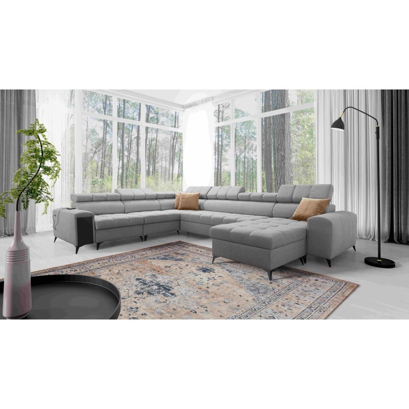 U-shaped Venna VIII sectional sofa with a sleeping function and USB port - Plush, Avra 16