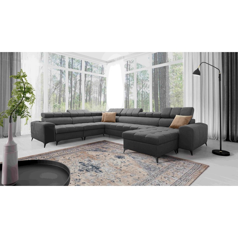 U-shaped Venna VIII sectional sofa with a sleeping function and USB port - Plush, Avra 17