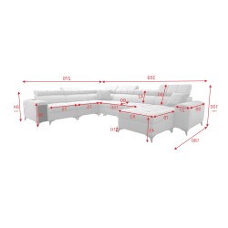 Sofá esquinero en forma de U Venna VIII con función de cama y puerto USB - Terciopelo, Avra 17 Sofá esquinero en forma de U Venna VIII con función de cama y puerto USB - Terciopelo, Avra 17