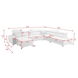 U-shaped corner sofa Venna X with sleeping function - Unique and functional furniture | [NAZWA SKLEPU]
