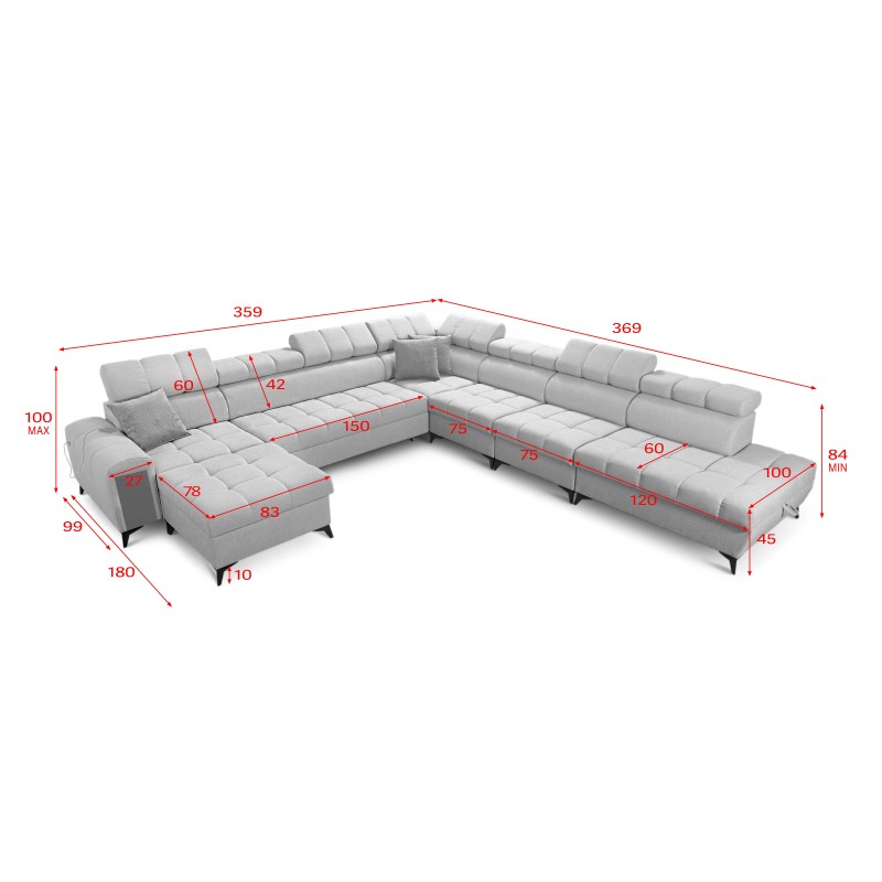 bMeta Title:/b Venna XIII Corner Sofa with Sleeping Function Plush, Avra 16 | Exceptional, Functional, and Stylish Furniture