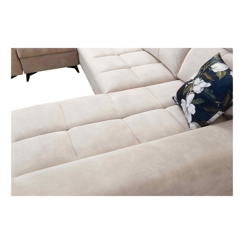 Ecksofa Ascot IV mit Schlaffunktion, USB-Anschluss und verstellbaren Kopfstützen - Velours, Wave 4 Ecksofa Ascot IV mit Schlaffunktion, USB-Anschluss und verstellbaren Kopfstützen - Velours, Wave 4