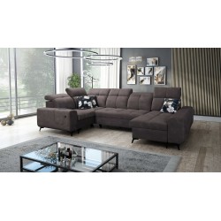 Ascot IV Corner Sofa with Sleeping Function, USB Port, and Adjustable Headrests - Velvet, Wave 10
