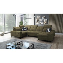 Ascot IV corner sofa with sleeping function, USB port, and adjustable headrests - Velvet, Wave 11