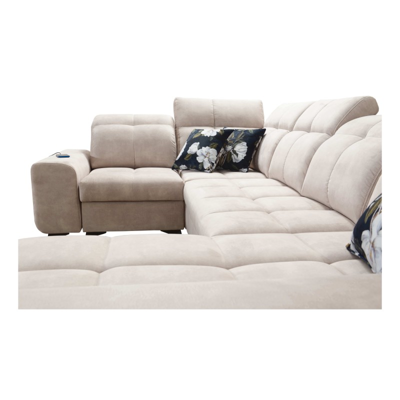 Esquina Ascot IV con función de cama, puerto USB y reposacabezas ajustables - Terciopelo, Wave 12 Esquina Ascot IV con función de cama, puerto USB y reposacabezas ajustables - Terciopelo, Wave 12
