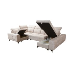 Esquina Ascot IV con función de cama, puerto USB y reposacabezas ajustables - Terciopelo, Wave 12 Esquina Ascot IV con función de cama, puerto USB y reposacabezas ajustables - Terciopelo, Wave 12