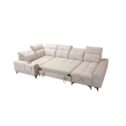 Esquina Ascot IV con función de cama, puerto USB y reposacabezas ajustables - Terciopelo, Wave 12 Esquina Ascot IV con función de cama, puerto USB y reposacabezas ajustables - Terciopelo, Wave 12