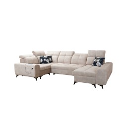 Esquina Ascot IV con función de cama, puerto USB y reposacabezas ajustables - Terciopelo, Wave 12 Esquina Ascot IV con función de cama, puerto USB y reposacabezas ajustables - Terciopelo, Wave 12