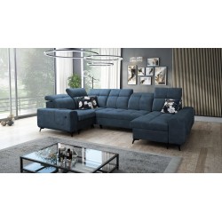 Ascot IV corner sofa with a sleeping function, USB port, and adjustable headrests - Velvet, Wave 14