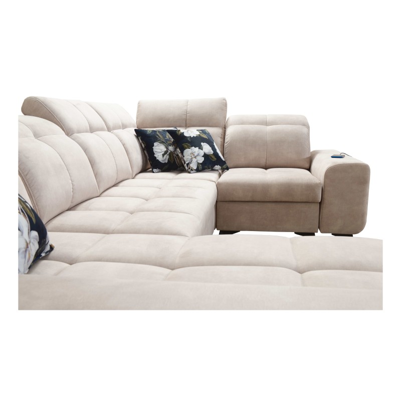 Esquina Ascot IV con función de cama, puerto USB y reposacabezas ajustables - Terciopelo, Wave 5 Esquina Ascot IV con función de cama, puerto USB y reposacabezas ajustables - Terciopelo, Wave 5