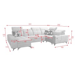 Ecksofa Ascot IV mit Schlaffunktion, USB-Anschluss und verstellbaren Kopfstützen - Samt, Wave 5 Ecksofa Ascot IV mit Schlaffunktion, USB-Anschluss und verstellbaren Kopfstützen - Samt, Wave 5