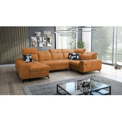 Ascot IV corner sofa with a sleeping function, USB port, and adjustable headrests - Velvet, Wave 6