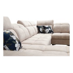 Sofá esquinero Ascot IV con función de cama, puerto USB y reposacabezas ajustables - Terciopelo, Wave 6 Sofá esquinero Ascot IV con función de cama, puerto USB y reposacabezas ajustables - Terciopelo, Wave 6