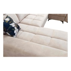 Sofá esquinero Ascot IV con función de cama, puerto USB y reposacabezas ajustables - Terciopelo, Wave 11 Sofá esquinero Ascot IV con función de cama, puerto USB y reposacabezas ajustables - Terciopelo, Wave 11