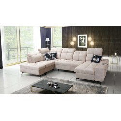 Ascot VI Corner Sofa with Sleeping Function, USB Port, and Adjustable Headrests | Furniture