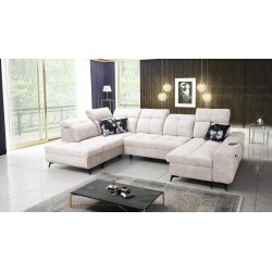 Ascot VI Corner Sofa with Sleeping Function, USB Port, and Adjustable Headrests | Furniture